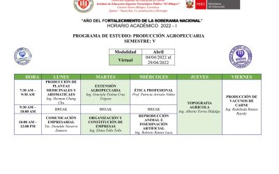 Horarios de Abril